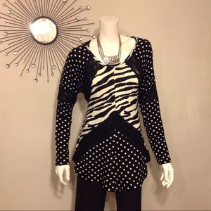 Mechant Long Sleeve Mixed Media Top